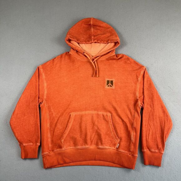 NWT Saturdays NYC Grande Peace Hyper Orange Long Sleeve Drawstring Hoodie S - Picture 1 of 16